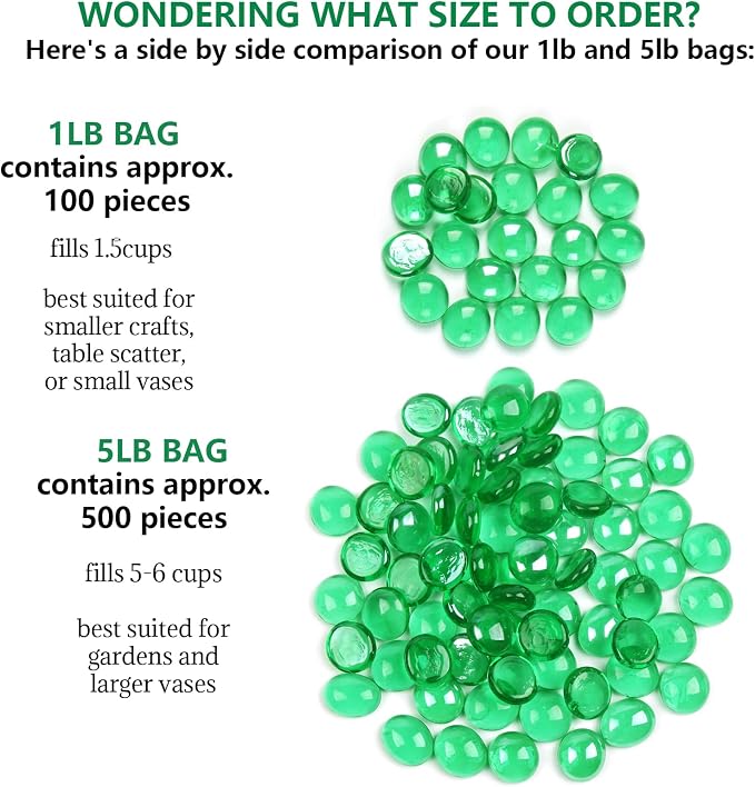 1lb Green Glass Marbles for Vase, Decorative Pebbles for Vase Fillers, Fish Tank - Image 7