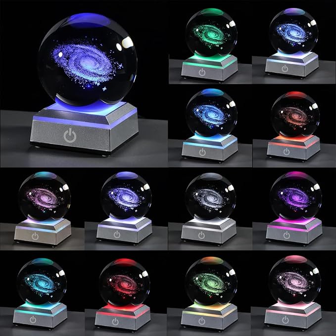 3D Galaxy Crystal Ball Night Light 3.15 inch Glass Ball Table Lamp - Image 4