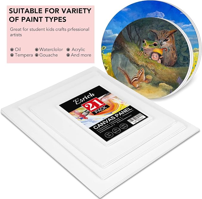 ESRICH Canvas Boards for Painting-21 Pack Blank Flat Canvas Boards-4x4 - Image 3