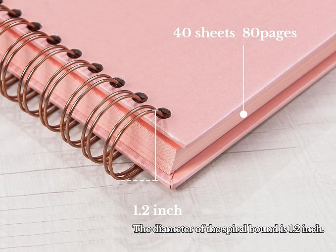 potricher 8 x 8 Inch DIY Scrapbook Photo Album 80 Pages Thick Kraft Blank Pink - Image 4