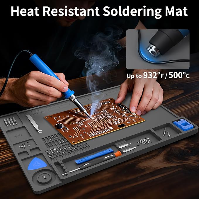 STREBITO Heat Resistant Silicone Soldering Mat up to 932°F, Silicone Work Mat - Image 3