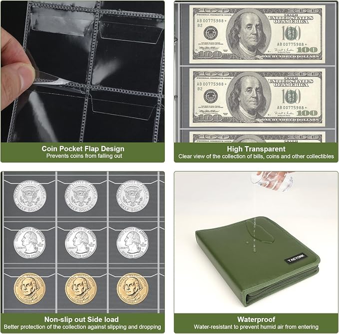 Coin Collection Book Holder for Collectors, 520 Pockets Fireproof Coins - Image 4