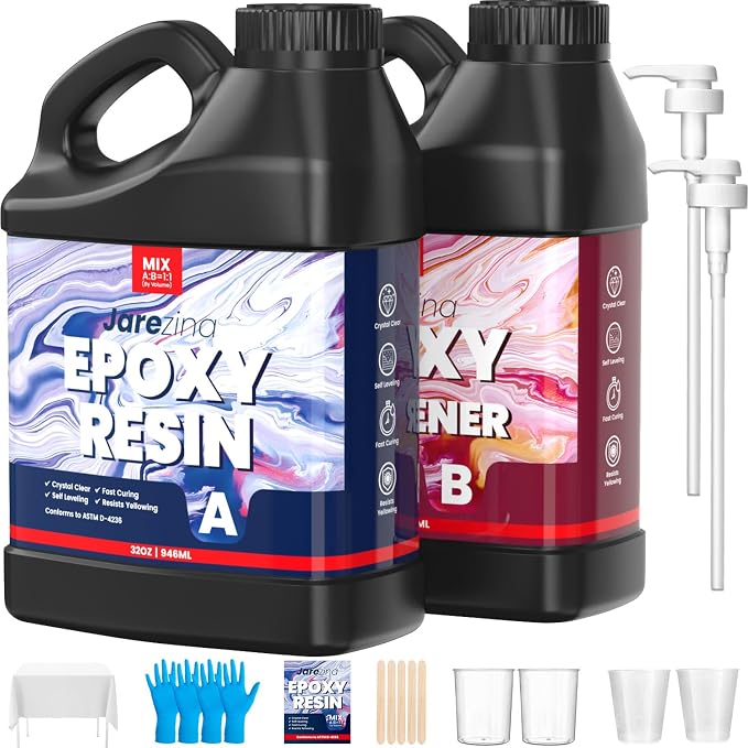 Jarezina Epoxy Resin Kit 64OZ, Crystal Clear Epoxy Resin-Strong and No Bubble by Jarezina