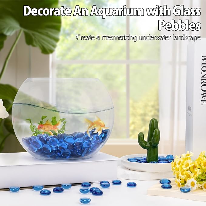 Pale Blue Glass Marbles, 0.97LB Transparent Flat Glass Beads - Image 4