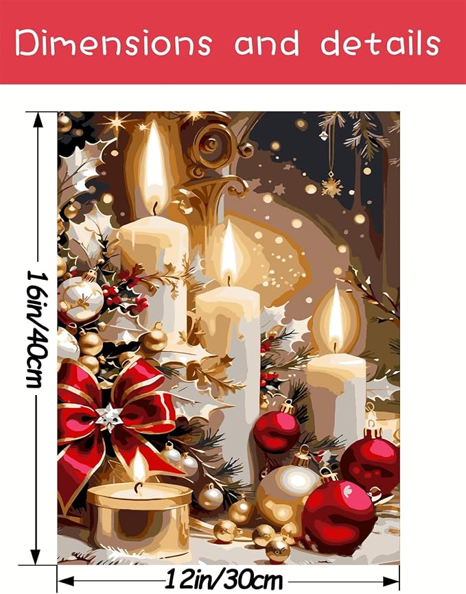 AREOPNMG Christmas Candles Paint by Numbers Kit - Image 4