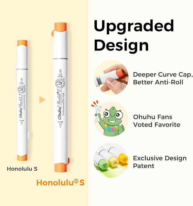 Ohuhu Alcohol Markers 48 Colors Brush& Soft Chisel AP Certified Refillable | - Image 8