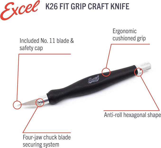 Excel Blades Fit Grip Craft Knife 3-Pack, #11 Blades, Rubber Grip - Image 3