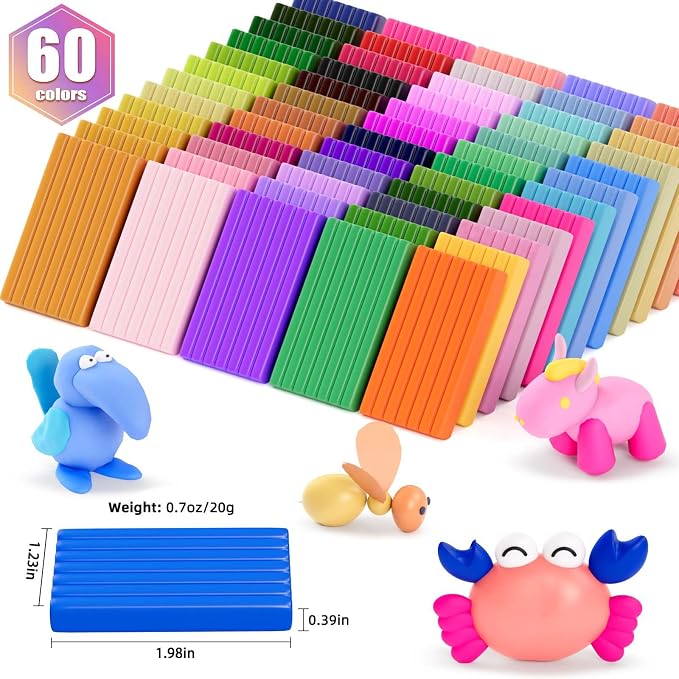 CiaraQ 60-Color Polymer Clay Oven Bake Modeling Kit | 14 sculpting tools - Image 2