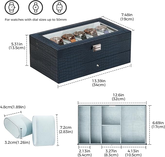 ProCase Watch Box, 12 Slot Mens Watch Case - Image 5
