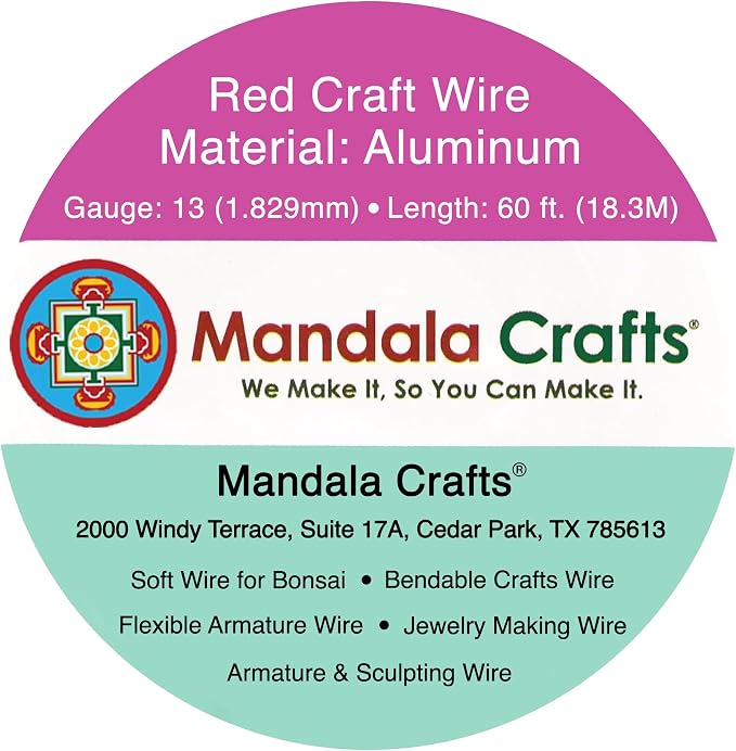 Mandala Crafts 13 Gauge Red Anodized Aluminum Craft Wire, 60 FT | Colored - Image 3