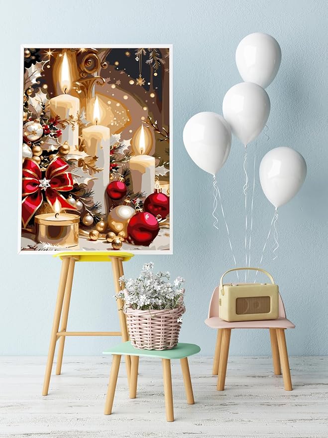 AREOPNMG Christmas Candles Paint by Numbers Kit - Image 2