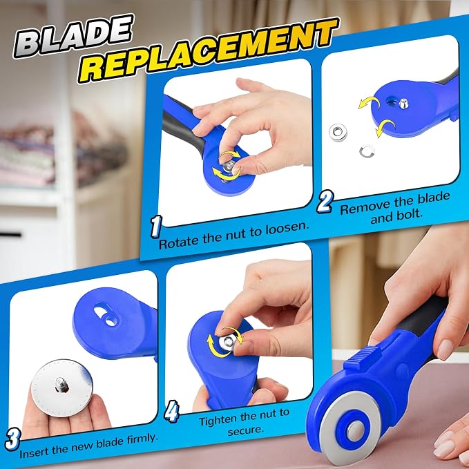 DIYSELF 45mm Rotary Cutter for Fabric, Fabric Cutter Rotary Tool - Image 6