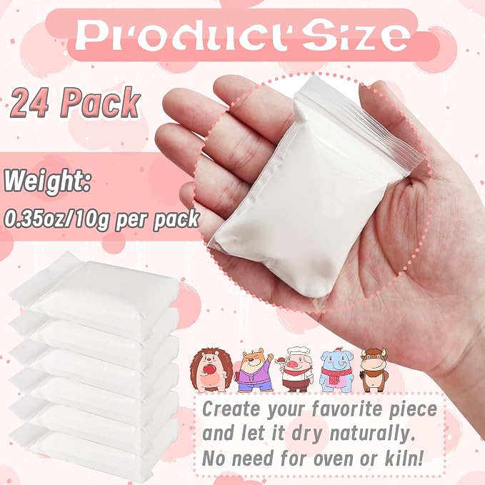 24 Pack White Air Dry Foam Clay, 8.5oz DIY White Model Clay, Soft Bulk Modeling - Image 2