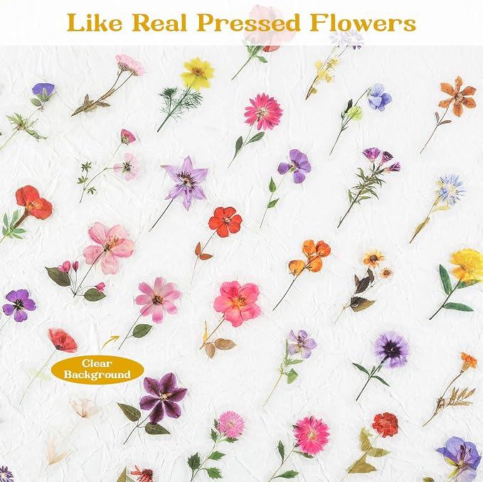 Dizdkizd 320Pcs Realistic Transparent Flower & Wax Seal Stickers - Image 7