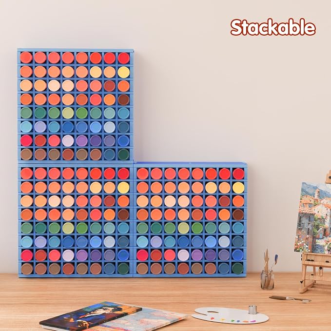 Krafetto 2 Pack 64 Grids Paint Organizer Storage Rack, Wall-mountable Craft - Image 7