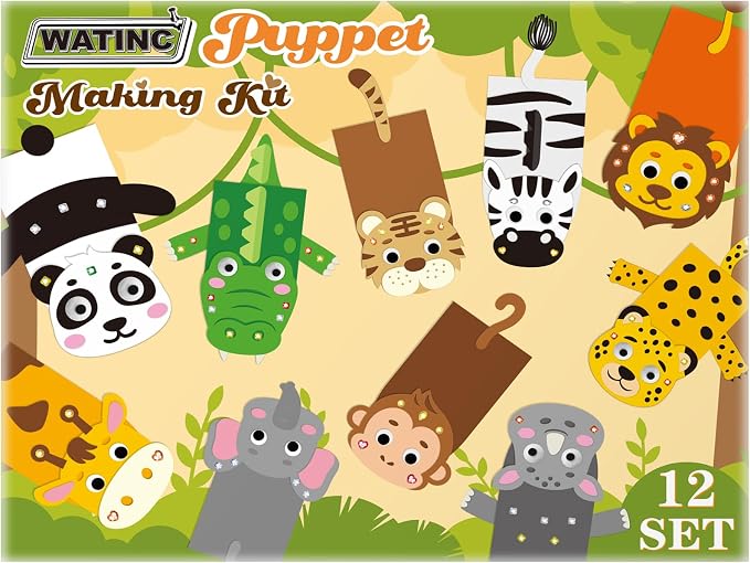 WATINC 12Pcs Hand Puppet Making Kit, Art Craft Felt Sock Puppet Toys, Creative - Image 7