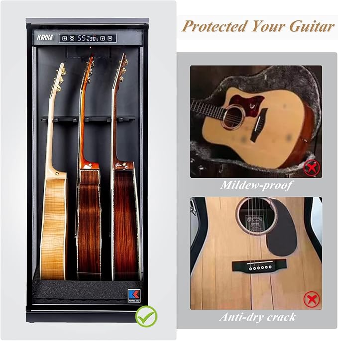 Humidity Guitar Display Case 270° Glass Lockable Guitars Ukuleles | Humidity - Image 5