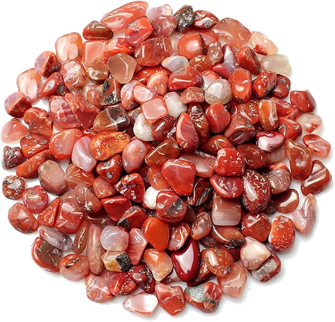 Decorative Stones, 1 Lb/460g Natural Red Agate Pebbles Irregular Crystal Rock by WAYBER
