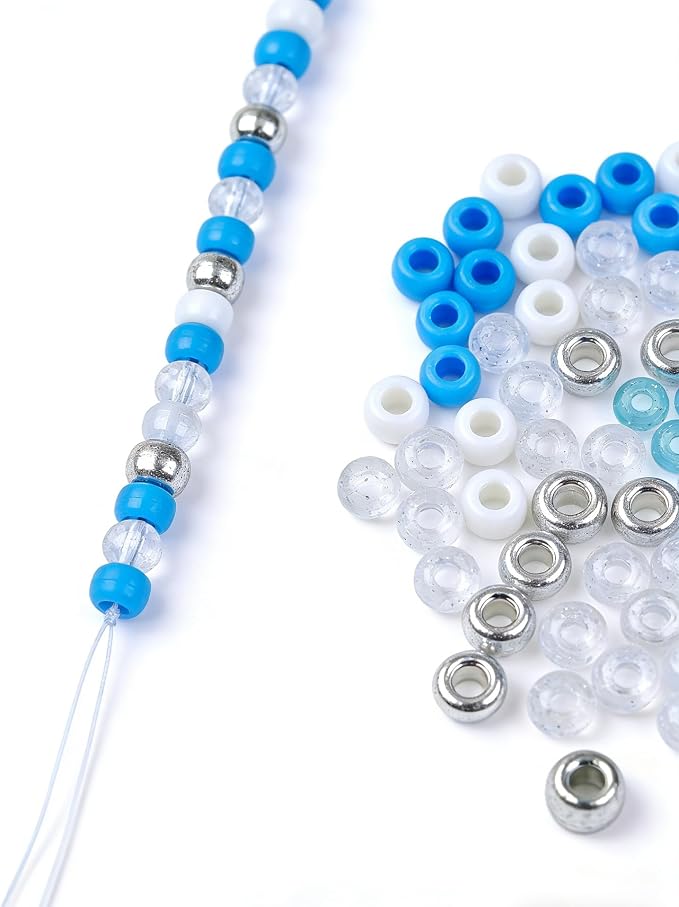 1000PCS 6x9mm Blue and White Pony Beads, Kandi Beads - Image 8