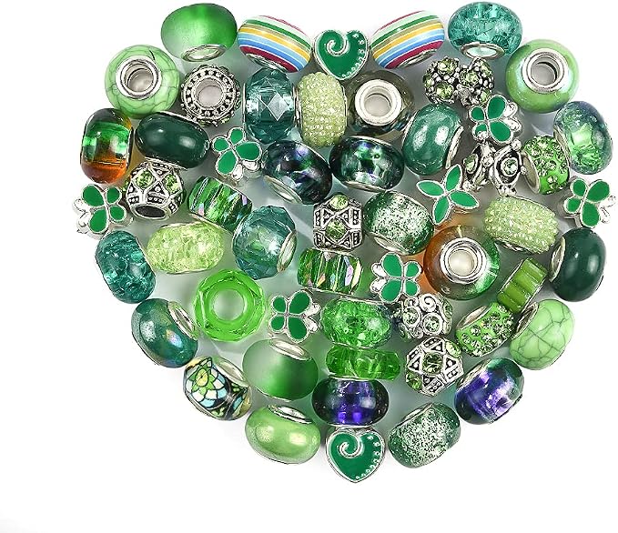 Aipridy European Large Hole Beads, Colorful Glass Charm Beads Set by AIPRIDY