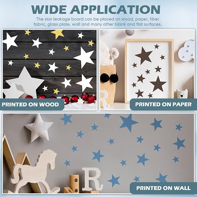Teling 14 Pieces Large Stencil for Painting on Wood Plastic 5 Point Template - Image 5