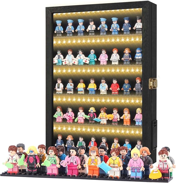 Minifigure Display Case – Black 16″ × 11″ × 2″ Showcase Cabinet by Unknown