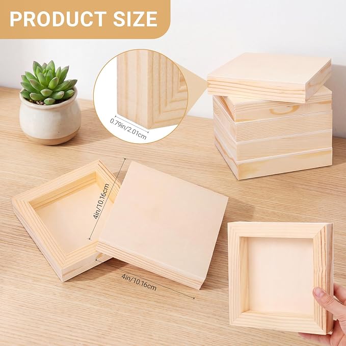 Novabright 30 Pack 4" x 4" Unfinished Wood Panels - Image 2