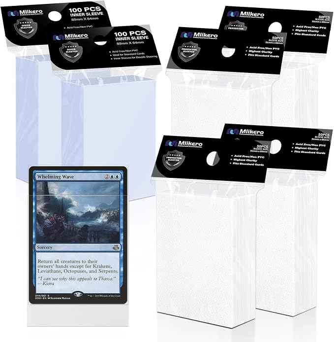 400 Pack Card Sleeves, 200 Matte White Trading Card Sleeve and 200 Inner by Mlikero