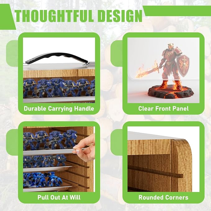 Miniature Storage Case for Collectibles Miniatures, Wooden Display Cases - Image 6