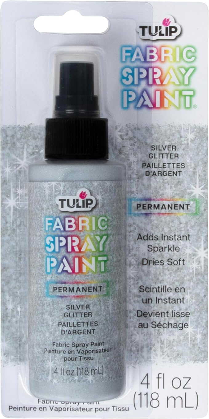 Tulip Fabric Paint, Permanent Spray on Paint, 4 fl oz Sparkling Star Silver by Tulip