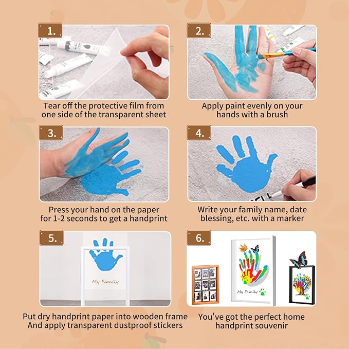Brown Family Handprint Kit for 4 – Wooden Frame - Image 6