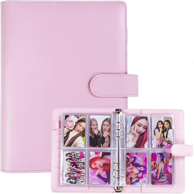 A5 Kpop Photocard Binder with 30 Pack 4-Pocket Card Pages, 6 Ring A5 Binder by WITHYU