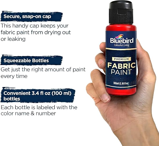 BLUEBIRD Fabric Paint, Lamp Black, 3.4 Fl Oz, Permanent Fabric Paints - Image 5