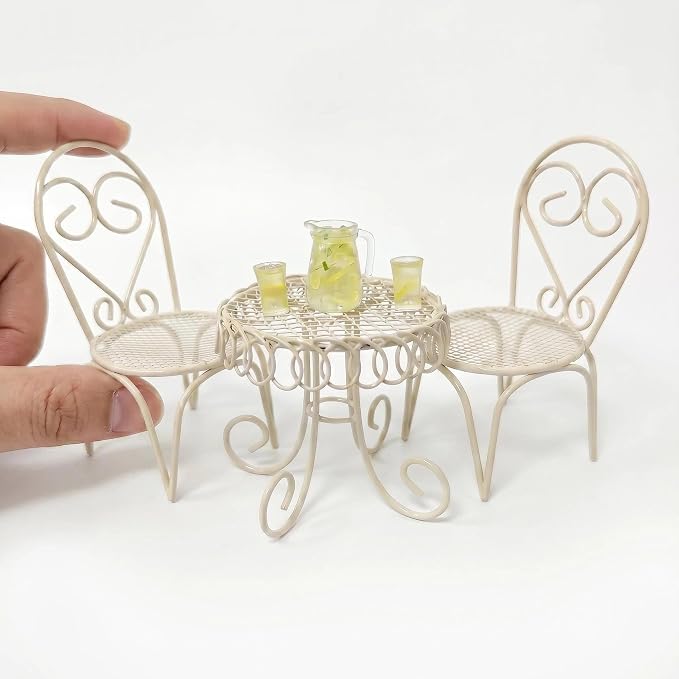 6 PCS Dollhouse Miniature Bistro Table & Chairs Set by Makeeverychoiceabeautiful