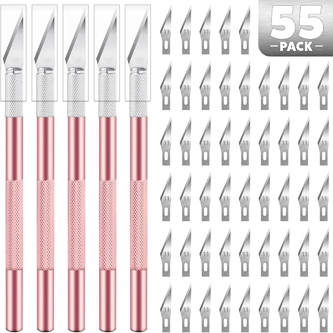 55 PCS Exacto Knife Set, 5 Piece Craft Knife and 50 Additional SK5 Blades by TIFICAL