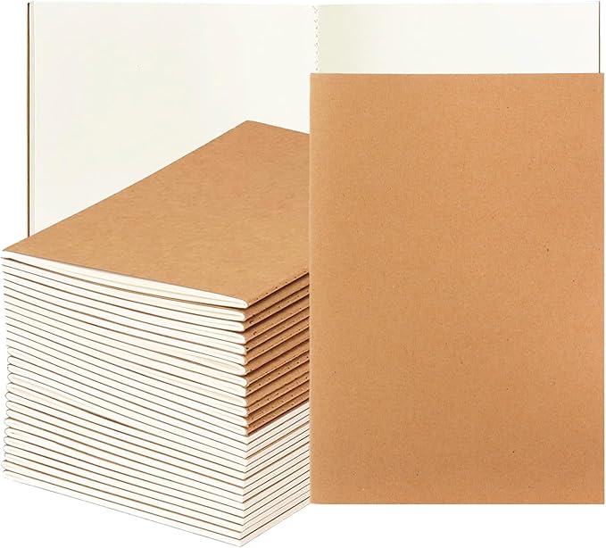 Nicunom 30 Pack A5 Kraft Notebooks, Bulk Blank Journals by Nicunom