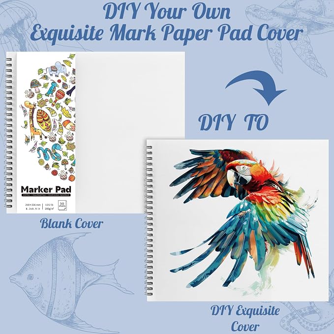 135lb/200gsm Marker Paper Pad, 8.3×8.9in Double Sided Bleedproof Sketch Pad - Image 3