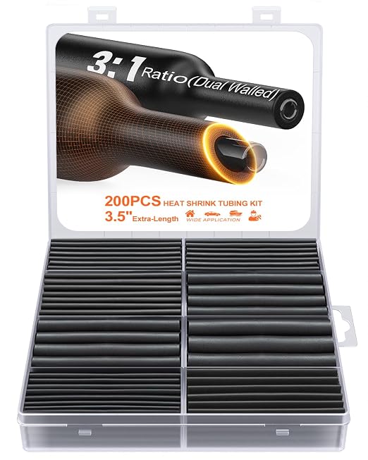 Eventronic Heat Shrink Tubing Kit 200 PCS, 3.54" Extra-Length, 3:1 Ratio Dual by EVENTRONIC
