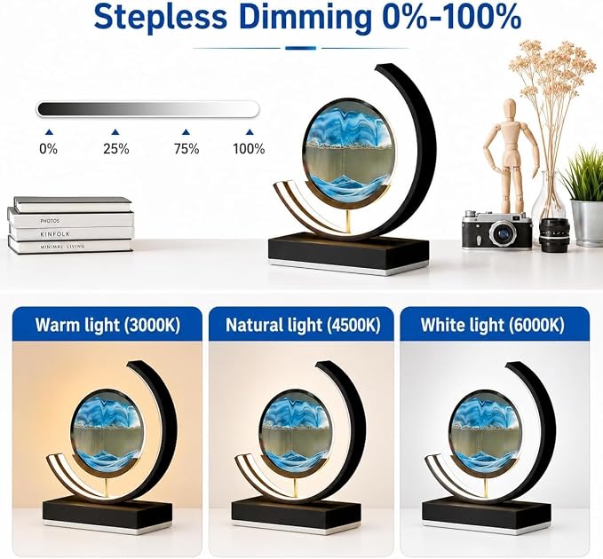Moving Sand Art Lamp, 360 Degree Rotating Sands of Time Lamp - Image 4