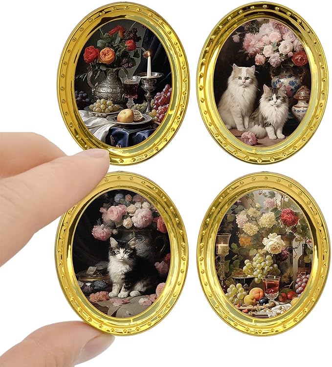 iLAND Miniature Dollhouse Accessories, 4 Dollhouse Picture Frames Set w/Printed by ILANDTradingCoLtd