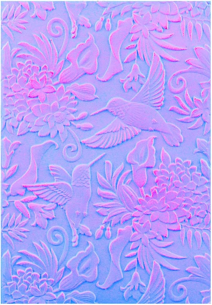 3D Embossing Folder for Card Making Hummingbird and Flowers Plastic Embossing by CYFUNDESIGN