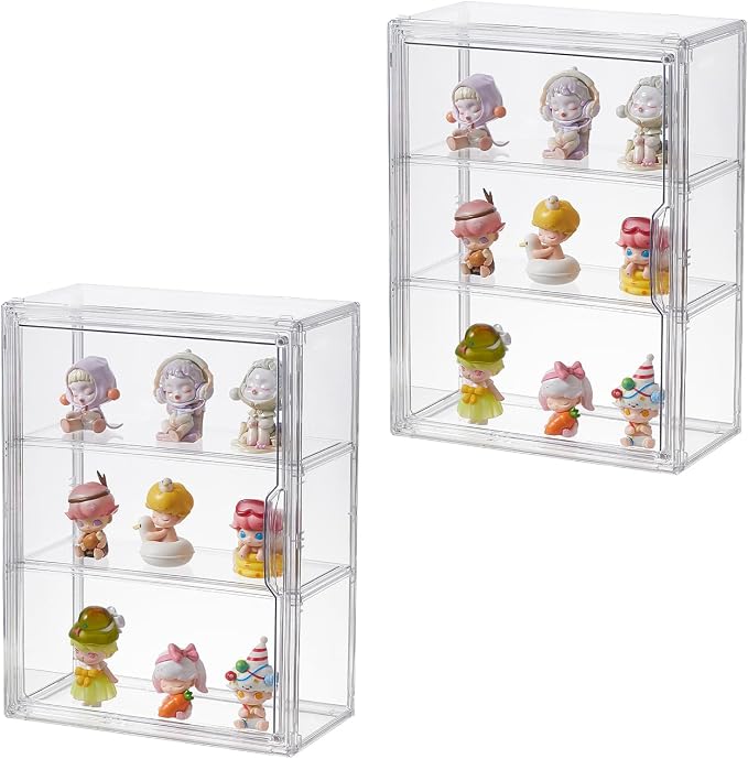 3 Tiers Clear Acrylic Display Case, Plastic Storage Bins by beehomay