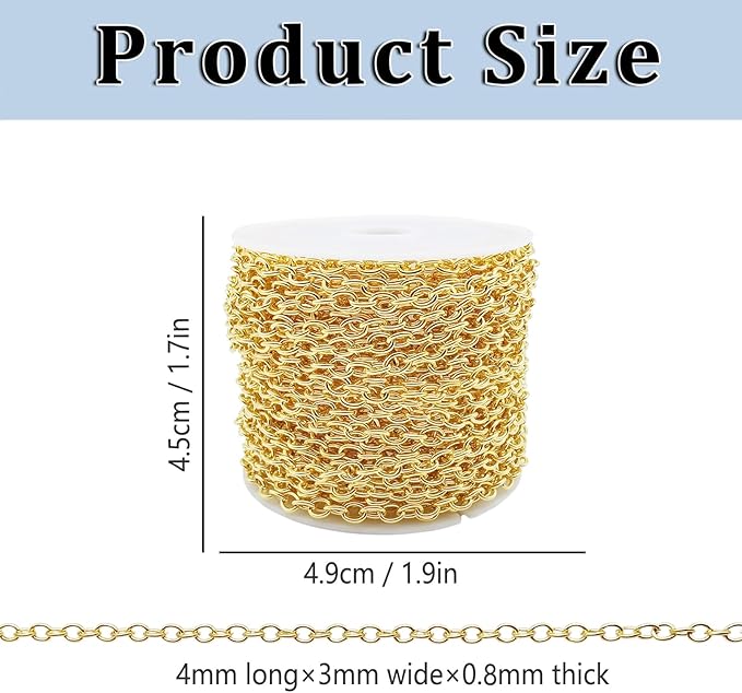 60 Feet Metal Iron Necklace Chains 3mm Bulk Curb Link Chain - Image 2