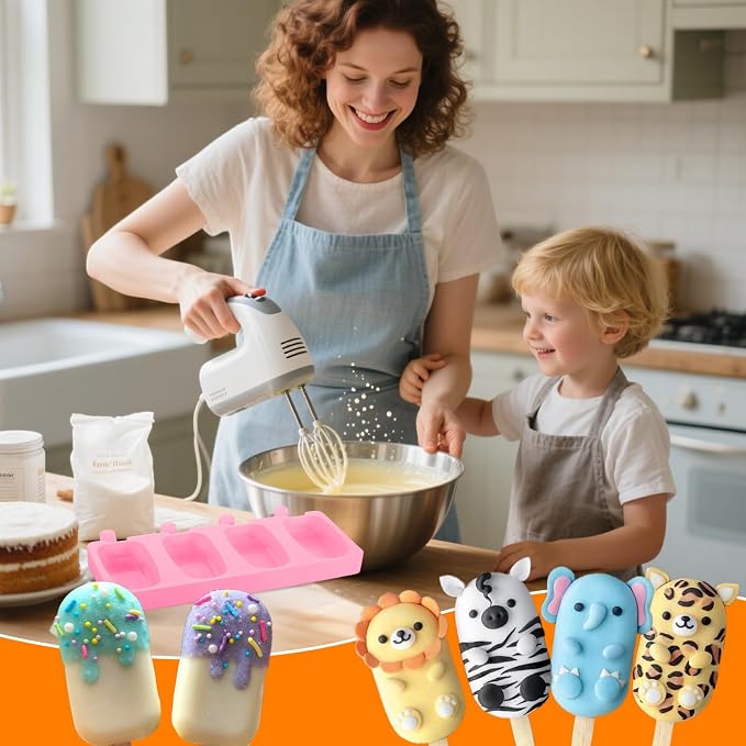 Mity rain 2 Pack Cake Pop Molds Silicone, 8 Cavity Reusable Cakesicle Molds | - Image 6
