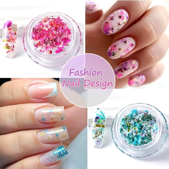 8 Boxs Dried Gypsophila Flowers Nail Art Decoration | Mixed Mini Hydrangea - Image 4