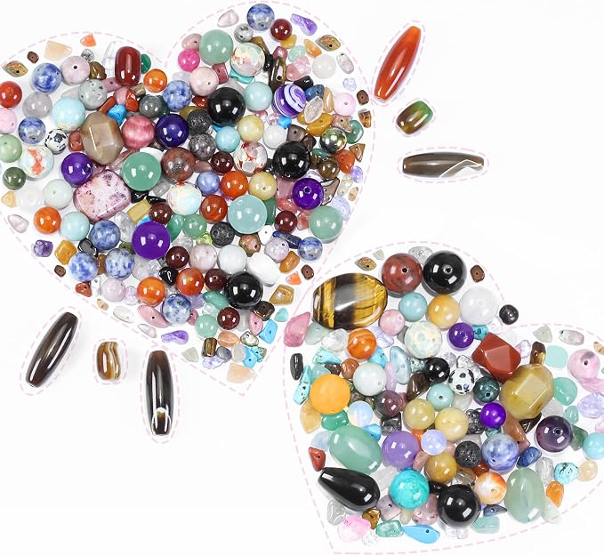 0.6lb Assorted Stone Beads for Jewelry DIY Making, Mixed Natural Chips Gemstone - Image 4