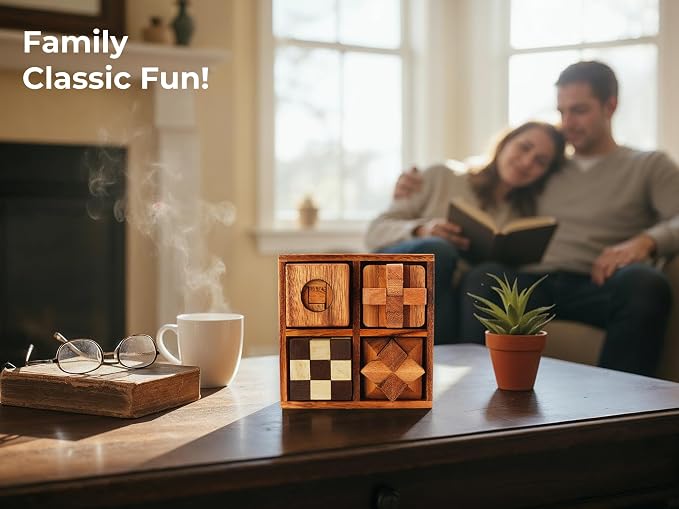 BSIRI 4 in 1 Wooden Brain Teaser Puzzles - Image 7