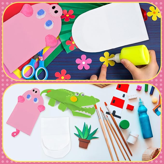 Soulchen 24 Pcs DIY Hand Puppets, Canvas Hand Puppet Making Kit DIY Arts and - Image 6