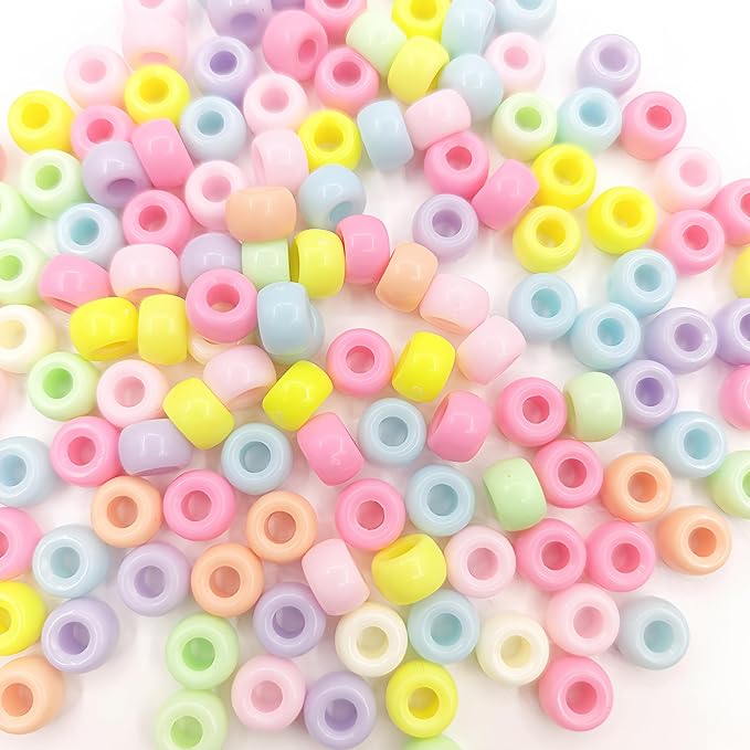 2000+ Pony Bead Bulk 6x9mm Multi-Colored Plastic Craft Beads Set, Bulk Hair - Image 3