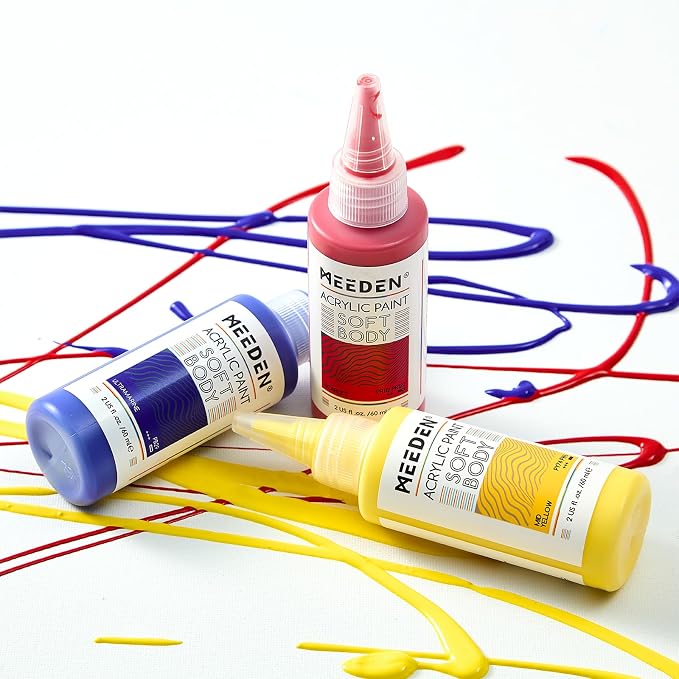 MEEDEN Soft Body Acrylic Paints Set: Matte Finish 12 Colors x 60ml/2oz Fluid - Image 7